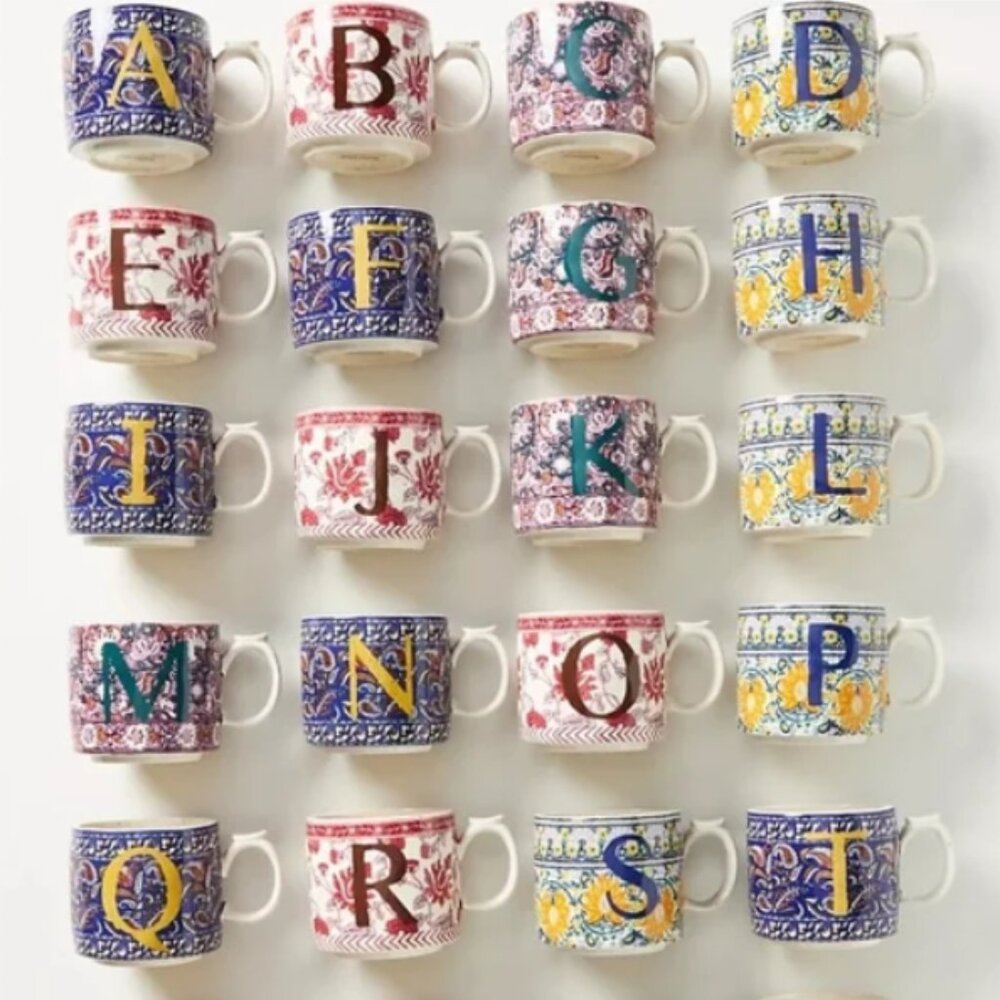 Anthropologie Block Letter Coffee Cup Mug letter "N" - Picture 4 of 4